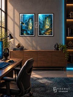 Underwater Quest — set of two gaming artworks in Black frames.