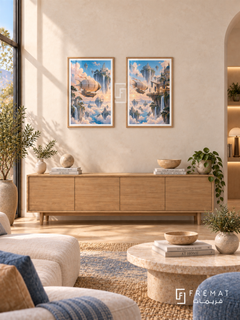 Sky Islands — set of two gaming artworks in Wooden Texture frames.