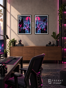 Cyber City — set of two gaming artworks in Black frames.