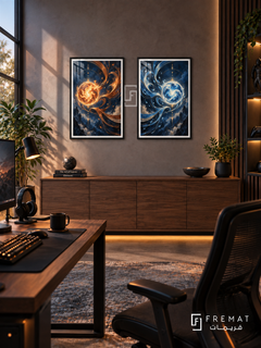 Magic Elements — set of two gaming artworks in Black frames.