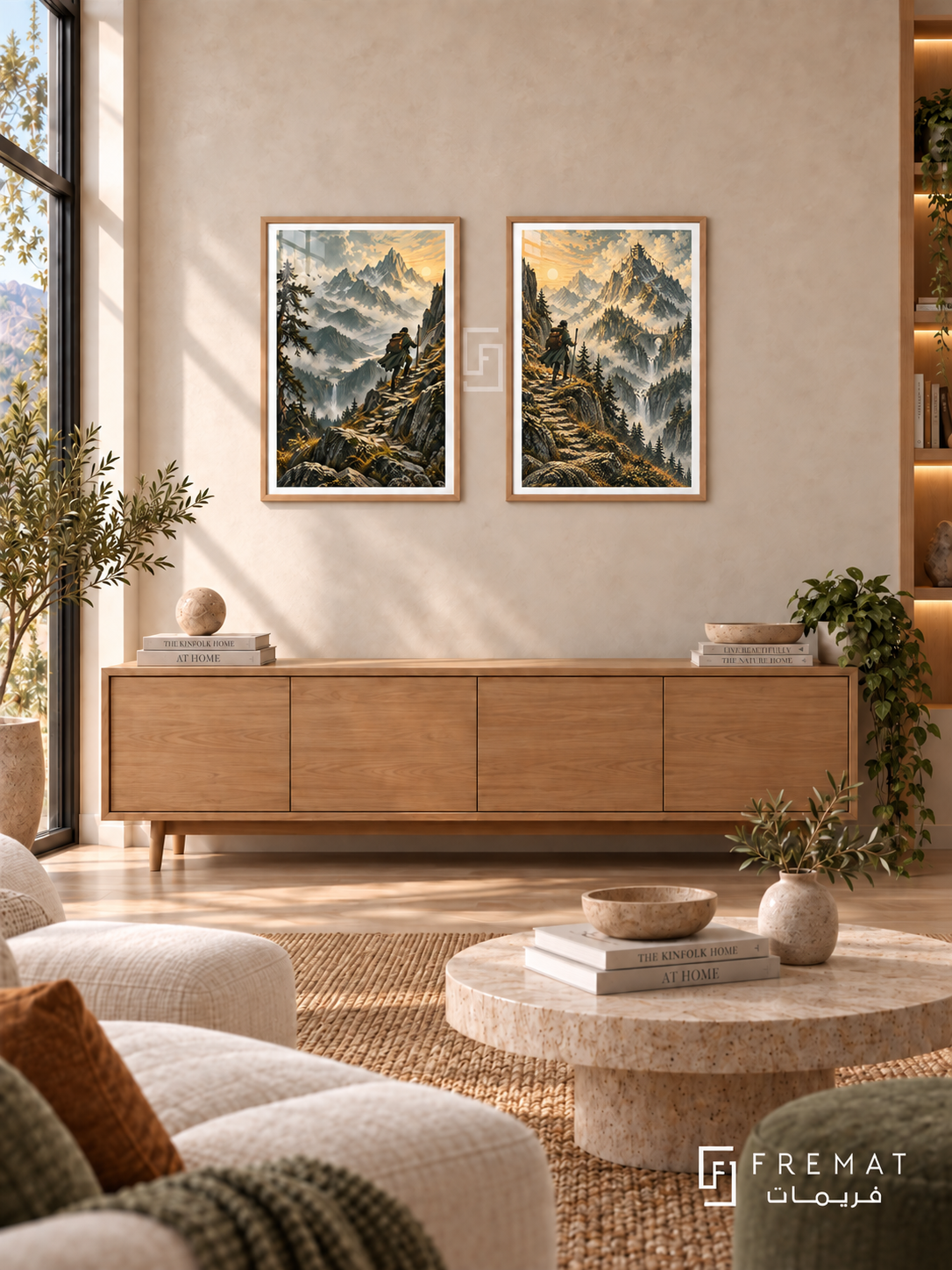 Mountain Adventure — set of two gaming artworks in Wooden Texture frames.