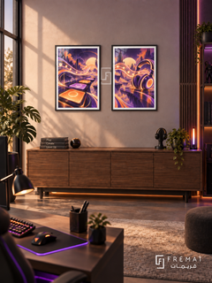 Rhythm Play — set of two gaming artworks in Black frames.