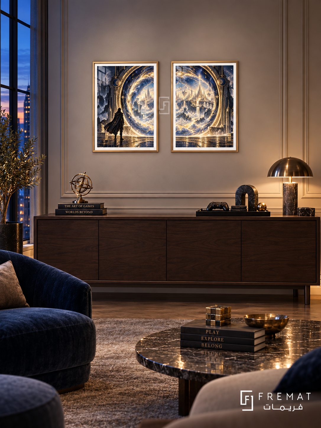 Final Portal — set of two gaming artworks in Gold frames.