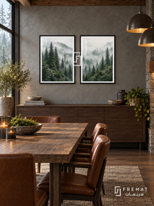 Forest Breath — set of two nature artworks in Black frames.