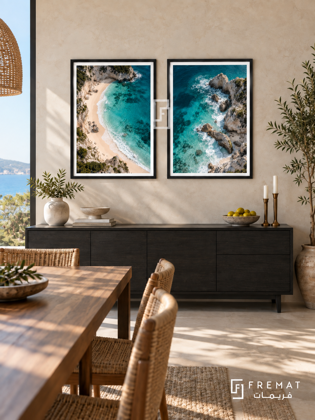 Ocean Memory — set of two nature artworks in Black frames.