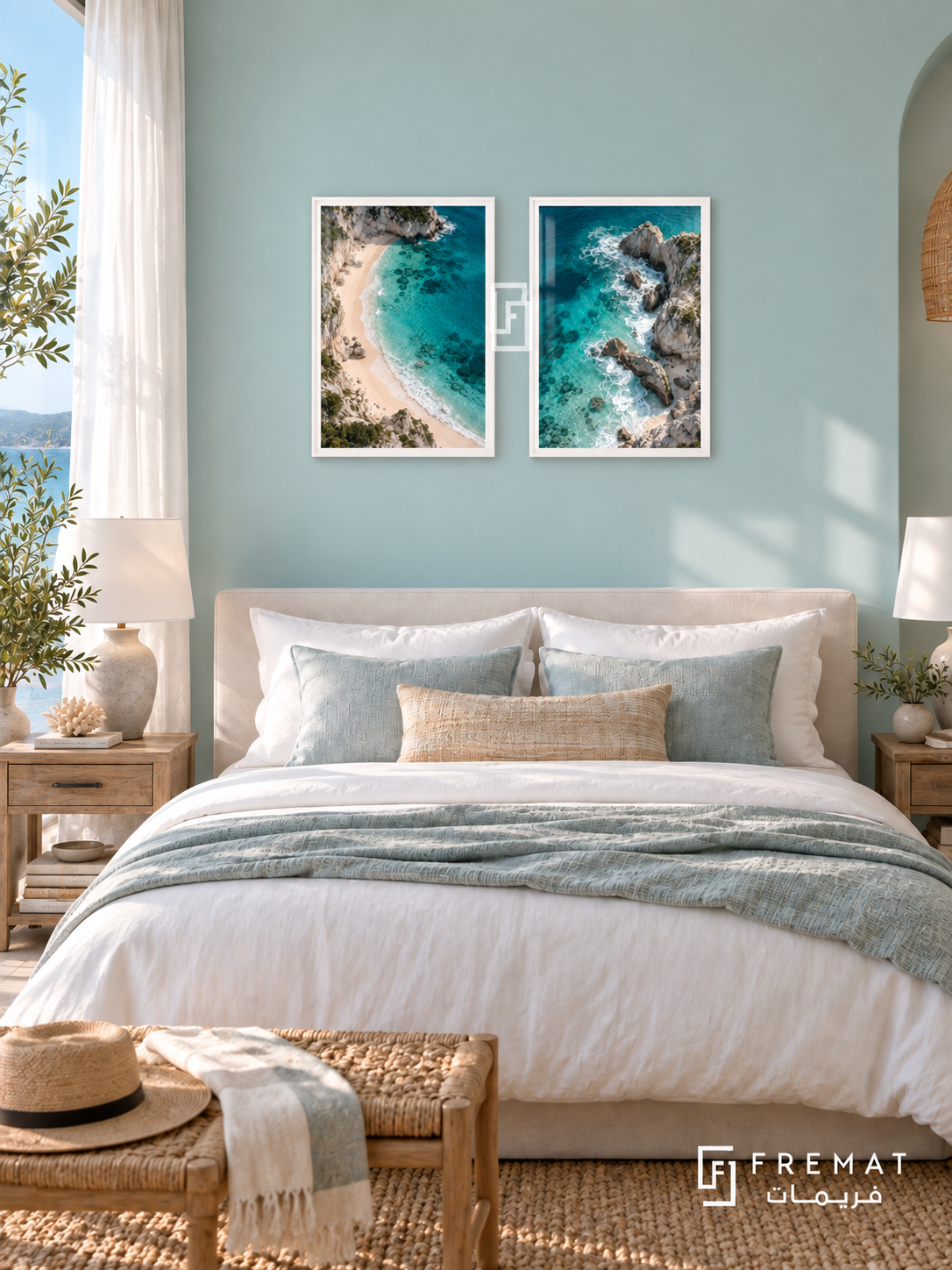 Ocean Memory — set of two nature artworks in White frames.