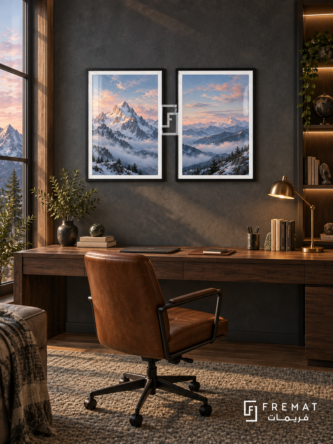 Mountain Light — set of two nature artworks in Black frames.