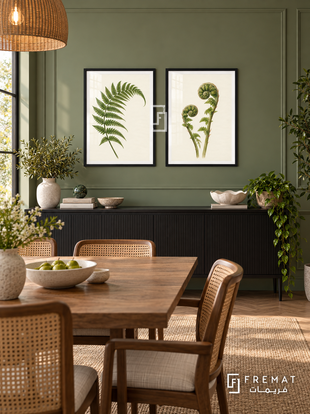 Fern Study — set of two nature artworks in Black frames.