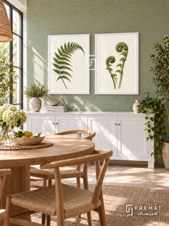 Fern Study — set of two nature artworks in White frames.