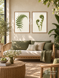 Fern Study — set of two nature artworks in Wooden Texture frames.