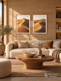 Golden Dunes — set of two nature artworks in Wooden Texture frames.