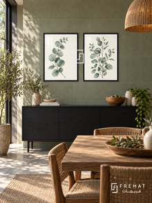 Eucalyptus Air — set of two nature artworks in Black frames.
