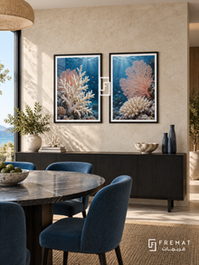 Coral Garden — set of two nature artworks in Black frames.