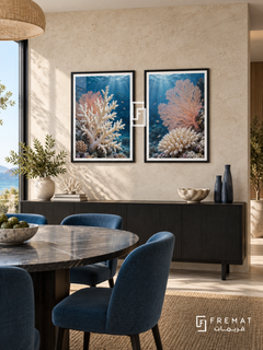 Coral Garden — set of two nature artworks in Black frames.