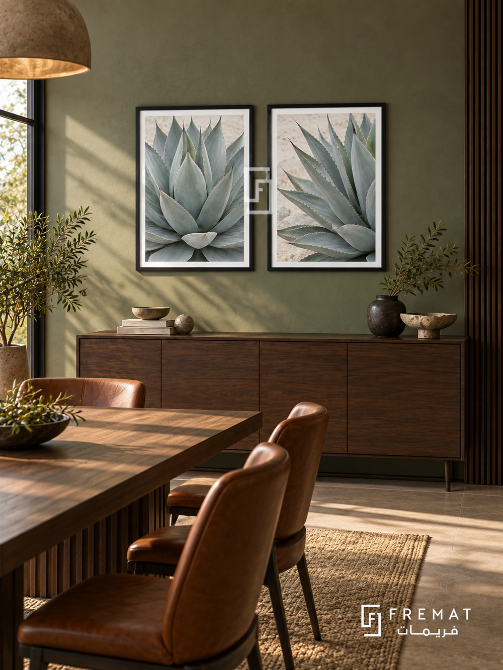 Desert Agave — set of two nature artworks in Black frames.