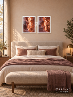 Canyon Layers — set of two nature artworks in White frames.
