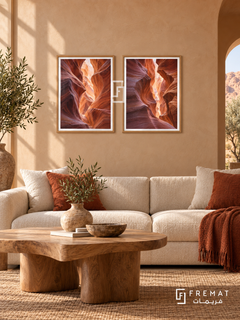 Canyon Layers — set of two nature artworks in Wooden Texture frames.