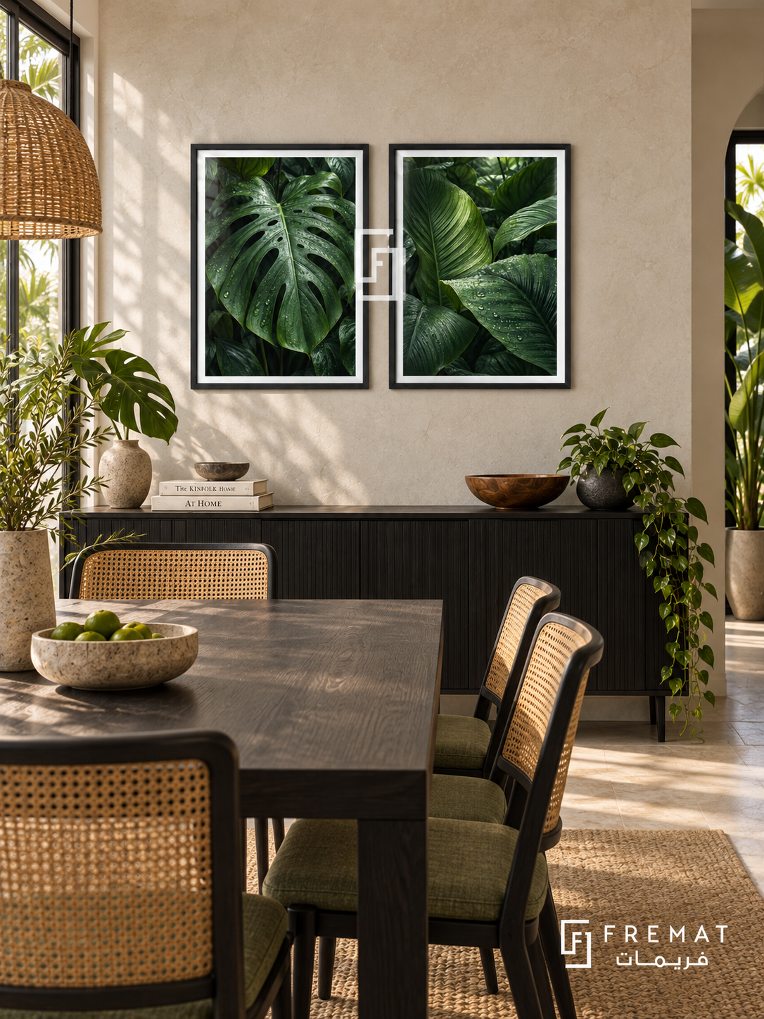 Rainforest Canopy — set of two nature artworks in Black frames.
