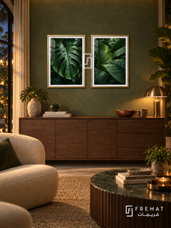 Rainforest Canopy — set of two nature artworks in Gold frames.