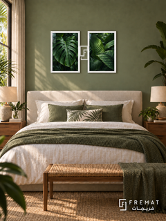 Rainforest Canopy — set of two nature artworks in White frames.
