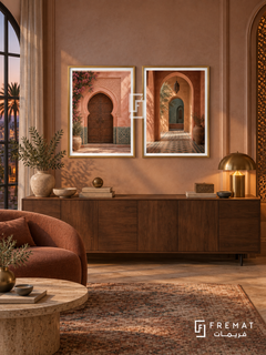 Marrakech Glow — set of two places artworks in Gold frames.
