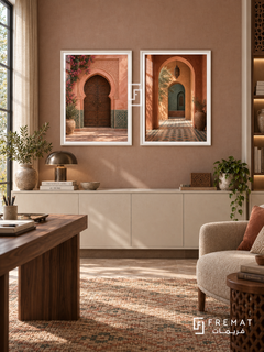 Marrakech Glow — set of two places artworks in White frames.