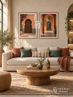 Marrakech Glow — set of two places artworks in Wooden Texture frames.