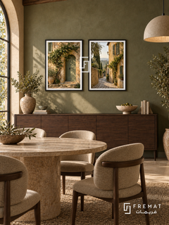 Tuscan Quiet — set of two places artworks in Black frames.