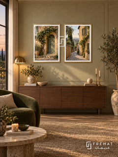 Tuscan Quiet — set of two places artworks in Gold frames.
