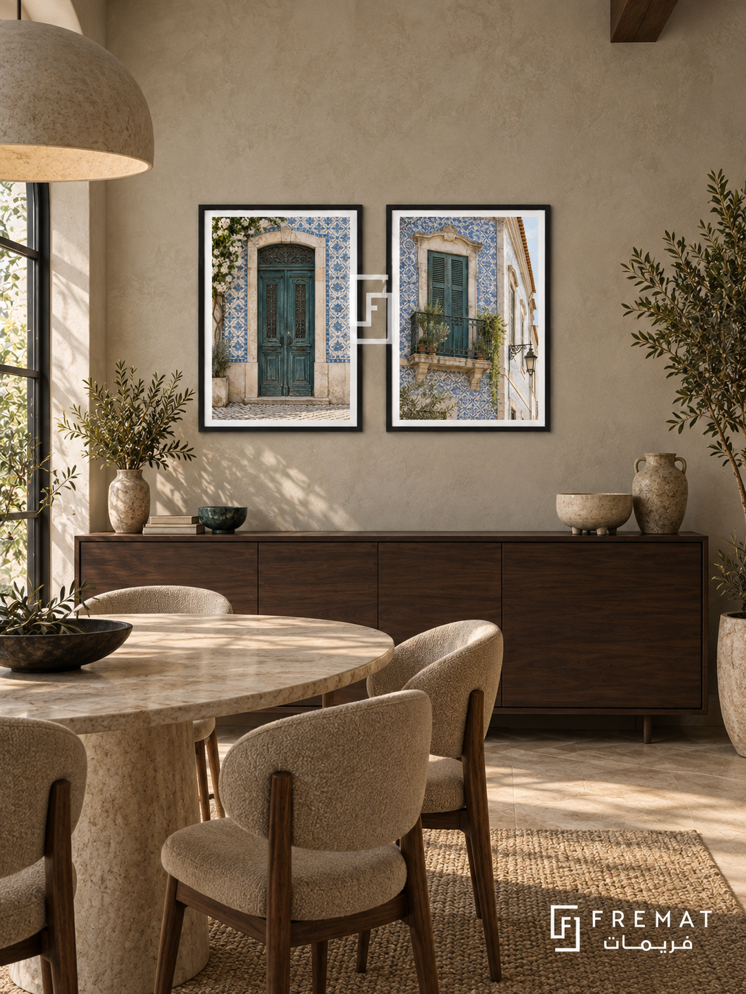 Lisbon Tiles — set of two places artworks in Black frames.