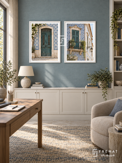 Lisbon Tiles — set of two places artworks in White frames.