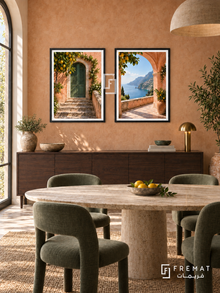 Amalfi Afternoon — set of two places artworks in Black frames.