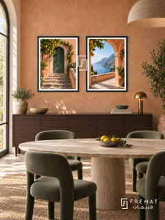 Amalfi Afternoon — set of two places artworks in Black frames.