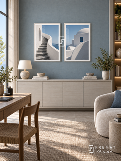 Cycladic Curves — set of two places artworks in White frames.
