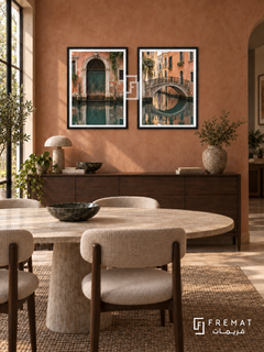 Venetian Reflection — set of two places artworks in Black frames.