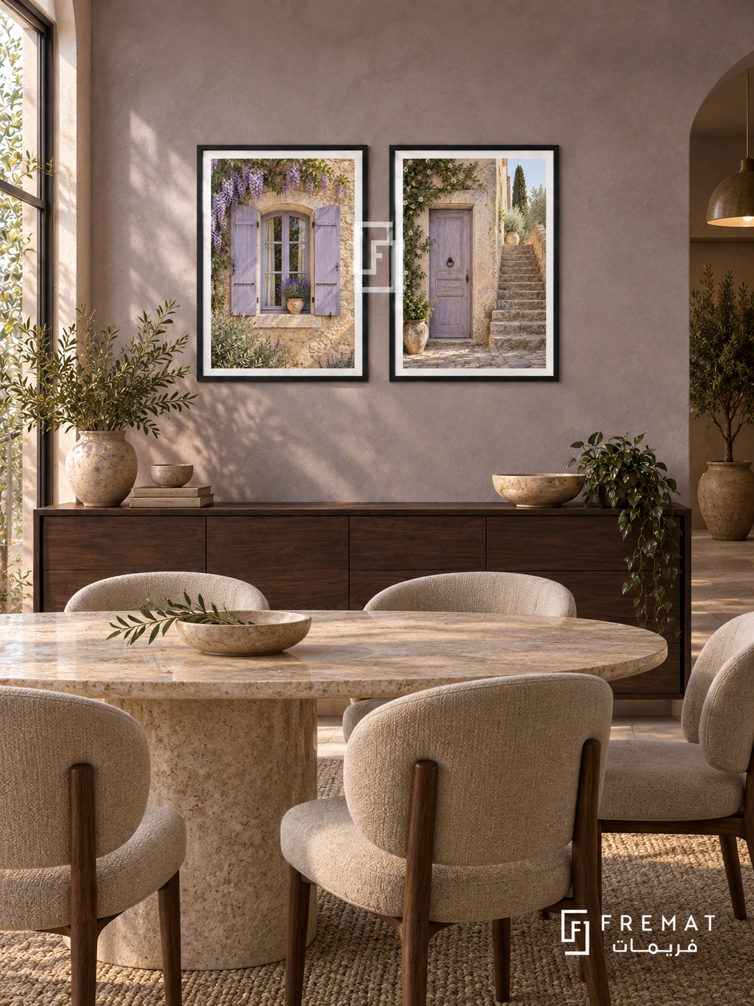 Provence Lilac — set of two places artworks in Black frames.