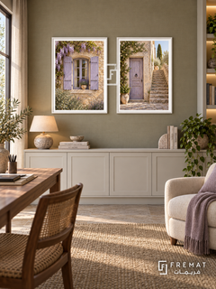 Provence Lilac — set of two places artworks in White frames.