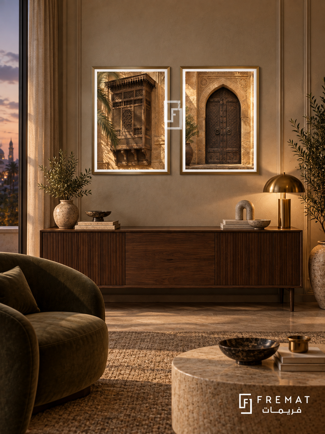 Cairo Heritage — set of two places artworks in Gold frames.