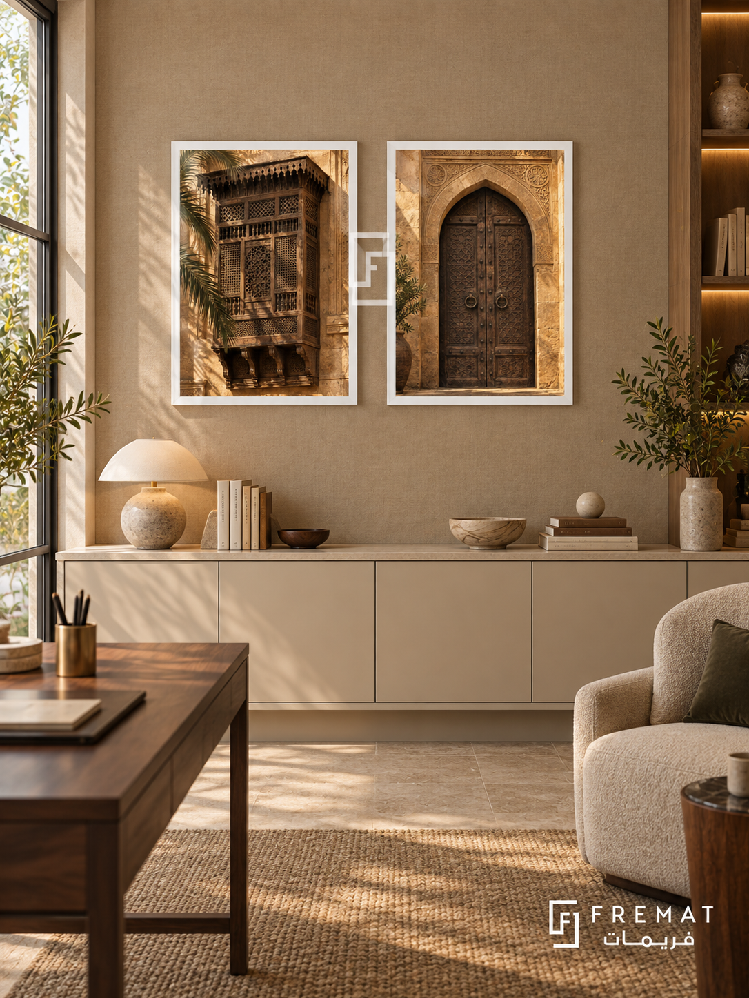 Cairo Heritage — set of two places artworks in White frames.