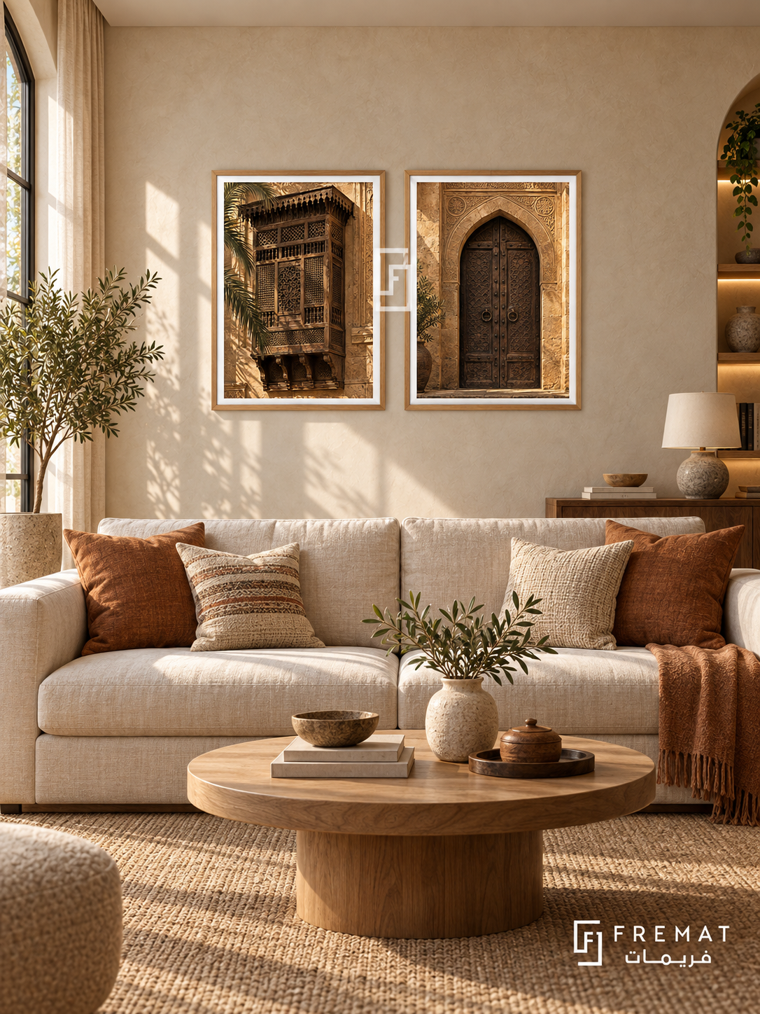 Cairo Heritage — set of two places artworks in Wooden Texture frames.