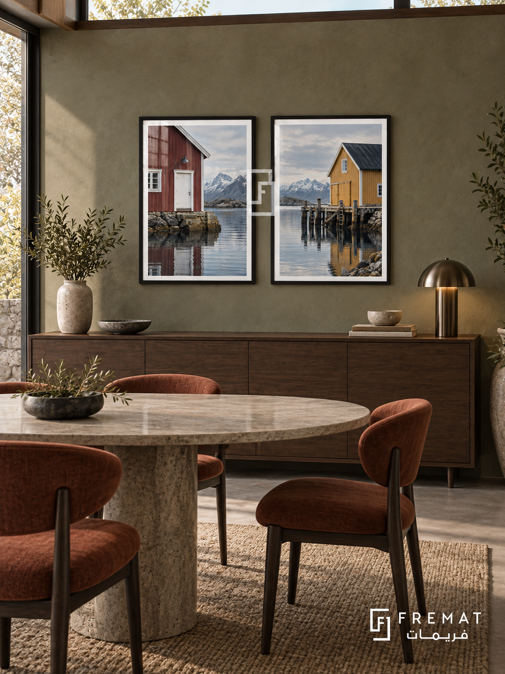 Nordic Harbor — set of two places artworks in Black frames.