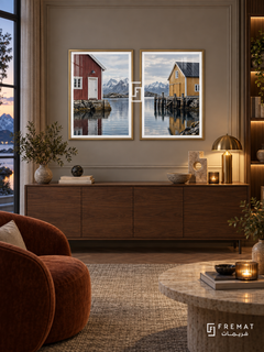 Nordic Harbor — set of two places artworks in Gold frames.