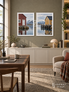Nordic Harbor — set of two places artworks in White frames.