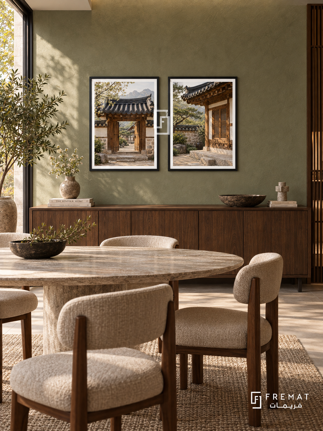 Seoul Hanok — set of two places artworks in Black frames.