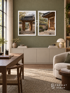 Seoul Hanok — set of two places artworks in White frames.
