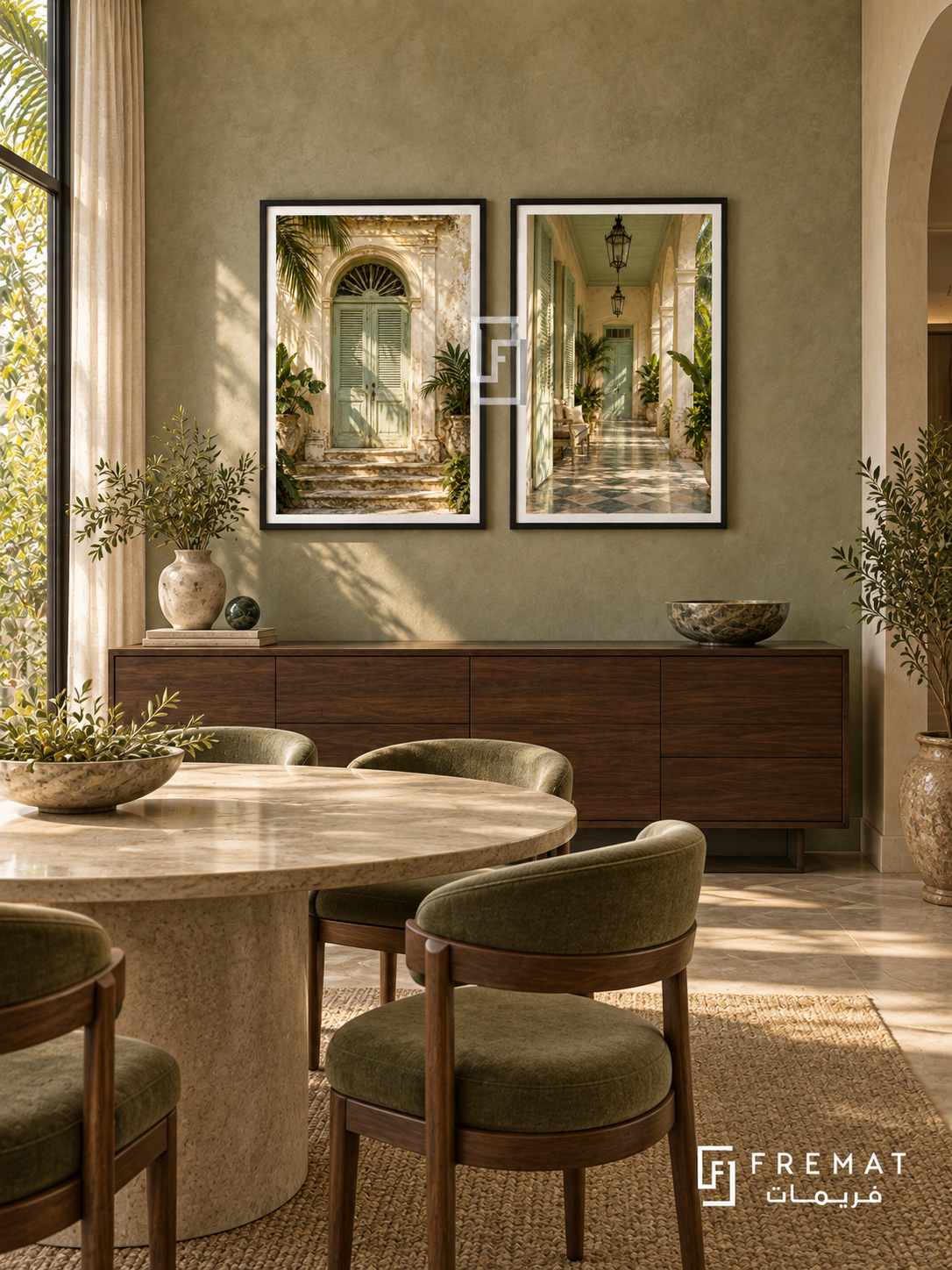Tropical Veranda — set of two places artworks in Black frames.