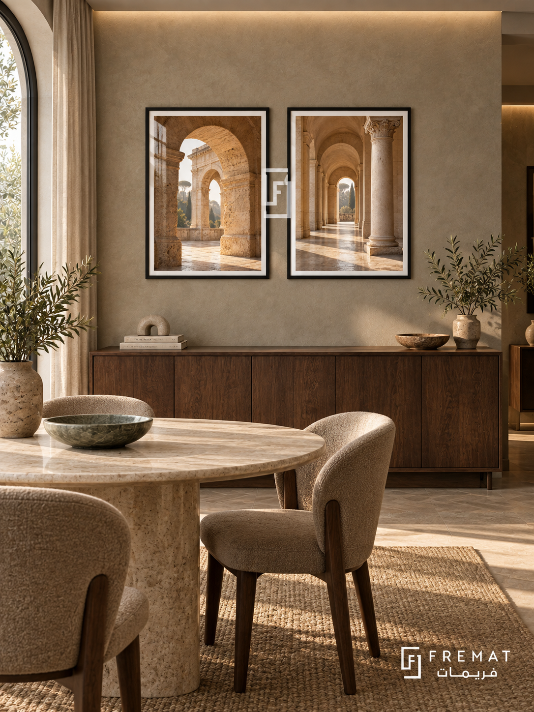Roman Arches — set of two places artworks in Black frames.