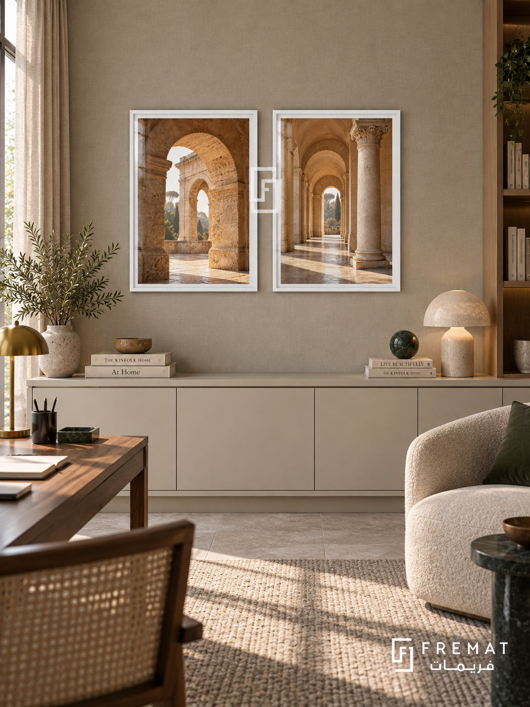 Roman Arches — set of two places artworks in White frames.