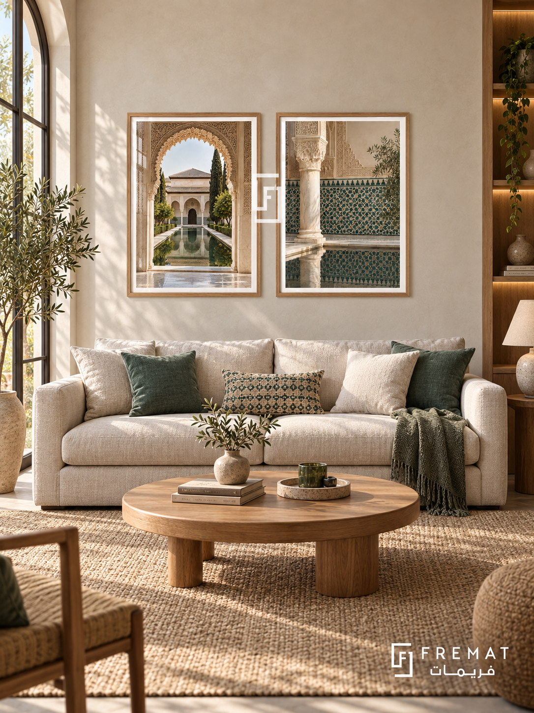 Granada Geometry — set of two places artworks in Wooden Texture frames.