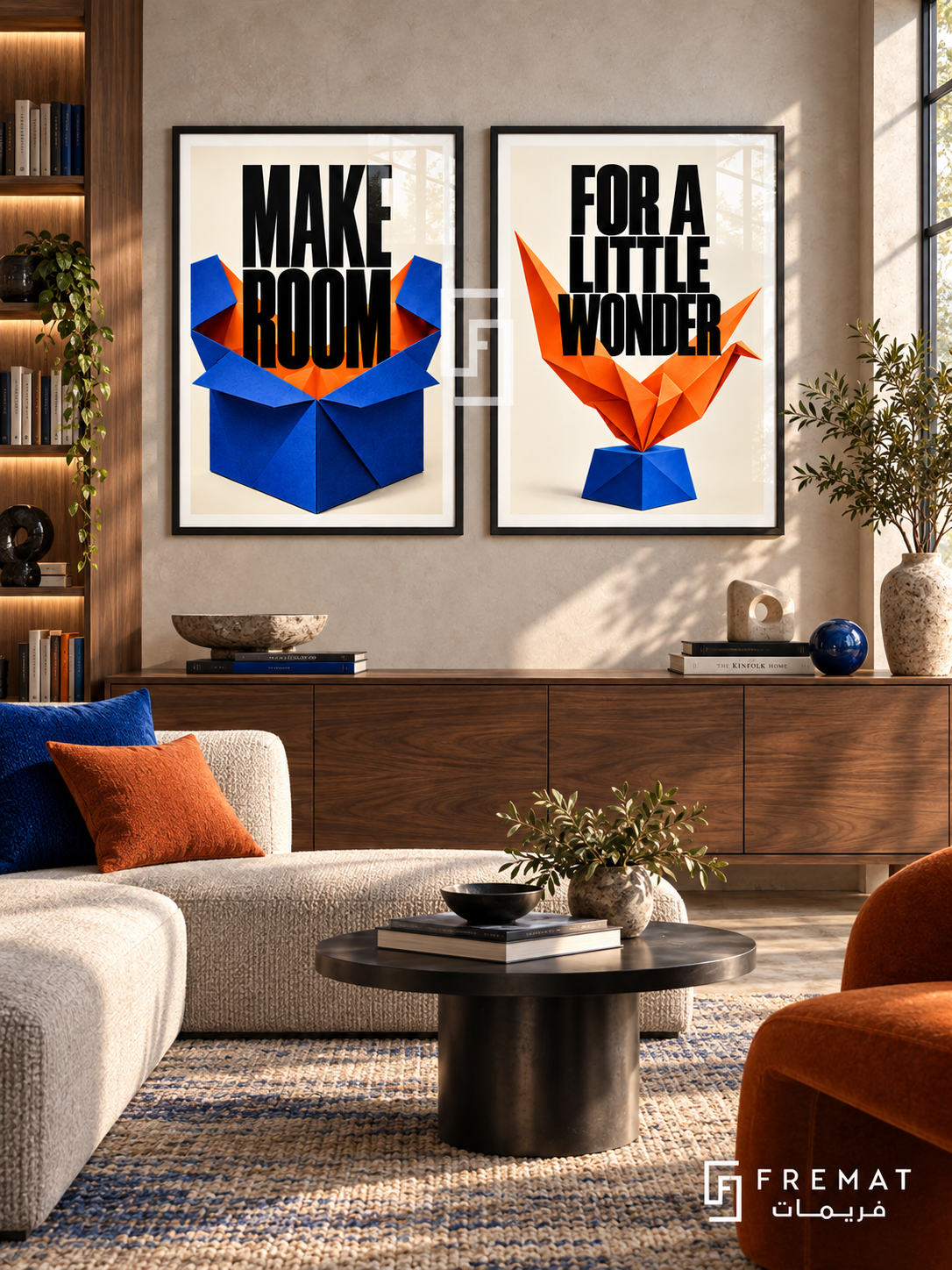 Room For Wonder — set of two quotes artworks in Black frames.